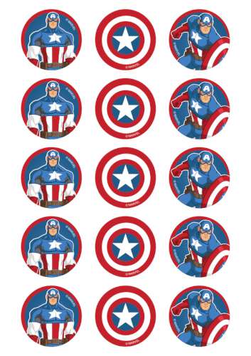 Captain America Edible Cupcake Images - Click Image to Close